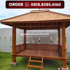 Gazebo Kayu Jati 2x3 Meter Atap Sirap Ulin