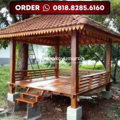 Gazebo Kayu Jati 3x3 Meter Atap Genteng